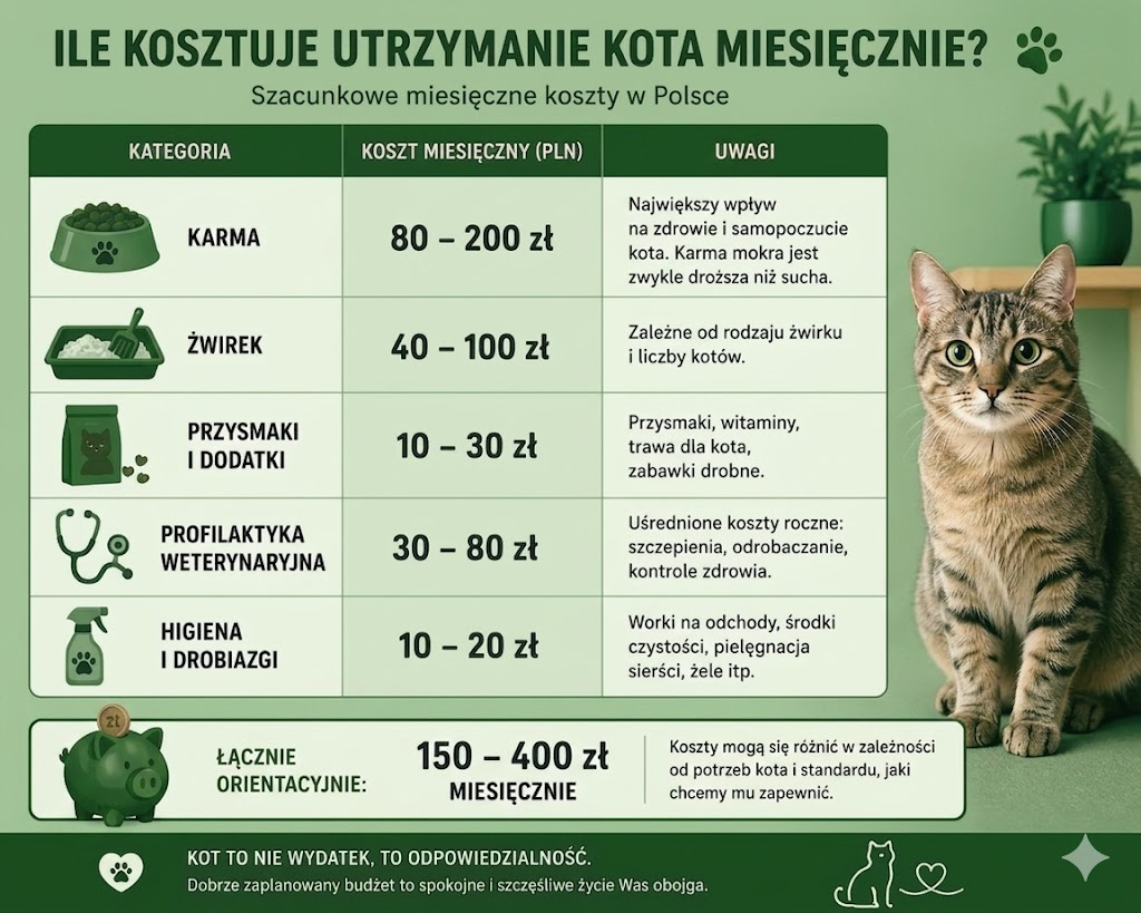 Inne ukryte koszty utrzymania kota miesięcznie