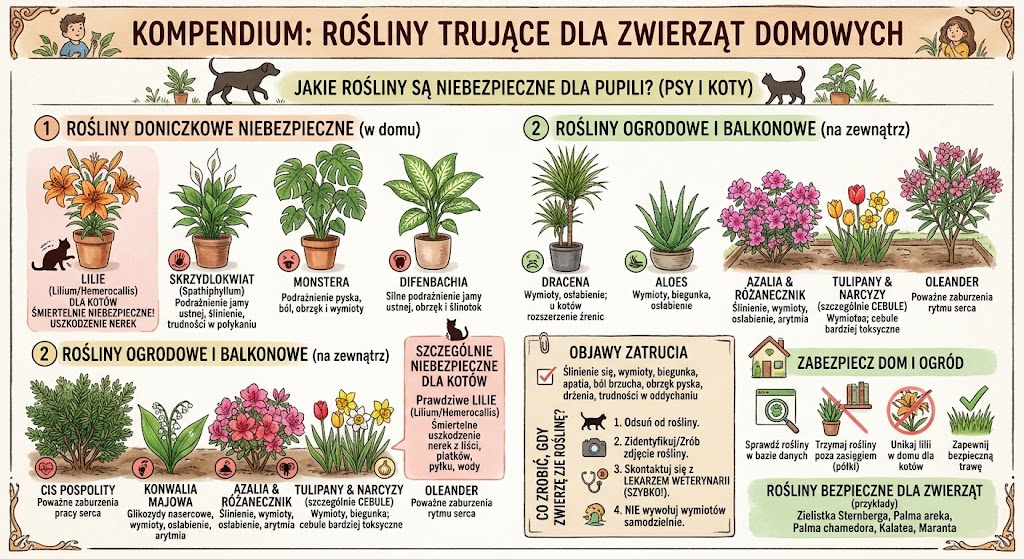 Rośliny doniczkowe, kwiaty cięte i gatunki rosnące w ogrodzie mogą stanowić zagrożenie dla zdrowia zwierząt domowych.